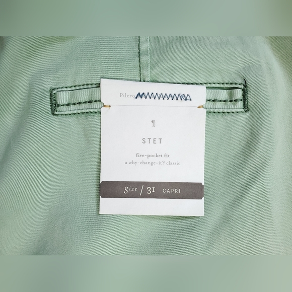 NWT Pilcro And The Letterpress Moss Green Cotton Stet Capri Womens 31 Imperfect - Picture 15 of 15